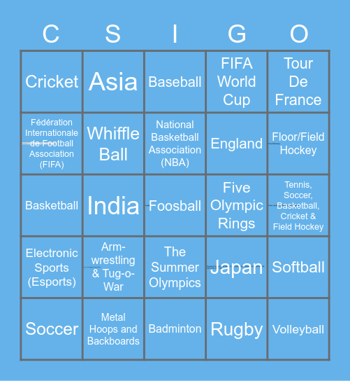IEW 2021 Internationals Sports CSIGO (Virtual BINGO) Bingo Card