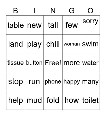 Omar's Bingo Card