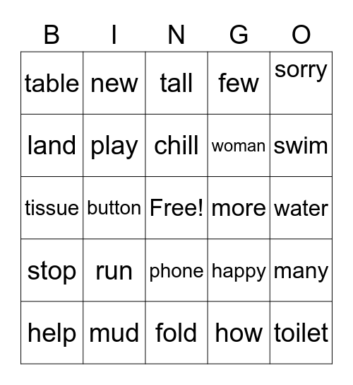 Omar's Bingo Card