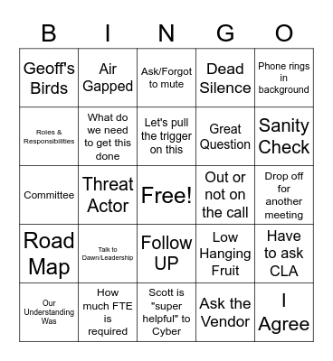 JNIS Bingo Card
