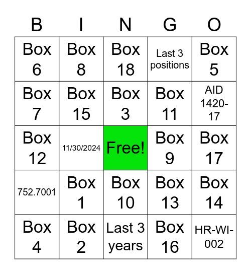 Biodata Bingo Card