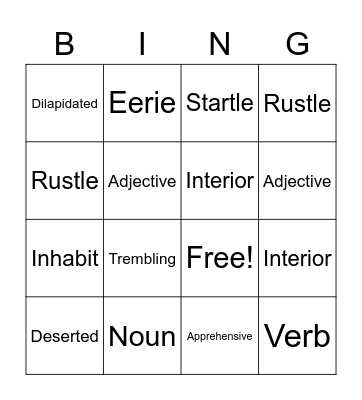 Vocabulary BINGO Card