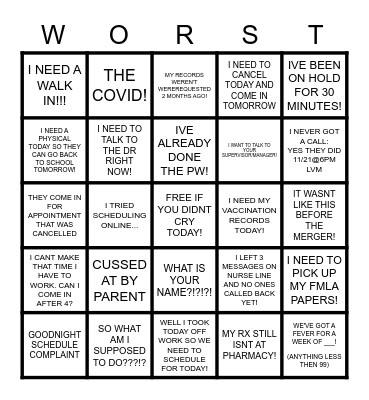 KAREN BINGO Card