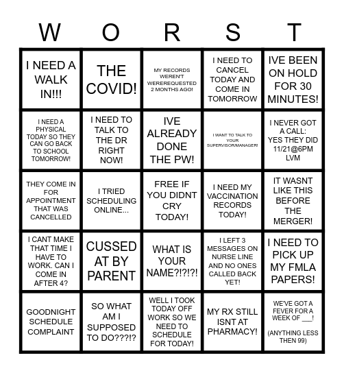 KAREN BINGO Card