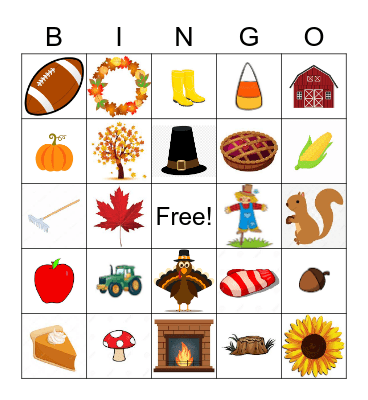 Fall Bingo Card