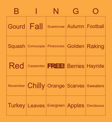Autumn Bingo Card