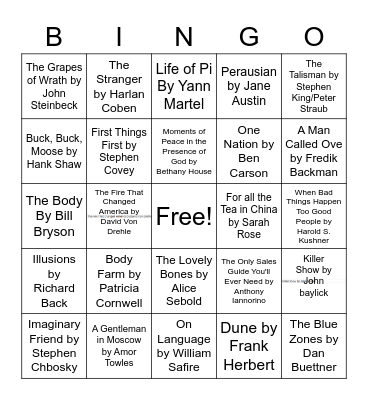 November Happy Hour Bingo Card