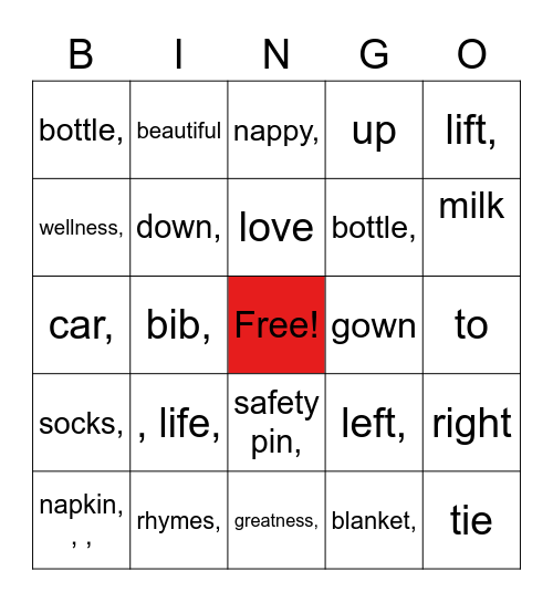 ALD In-Service Bingo Card