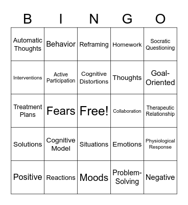 CBT Bingo Card