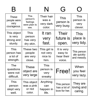 Simile Bingo Card