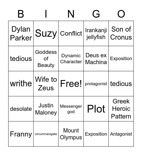6th Grade English! Bingo Card