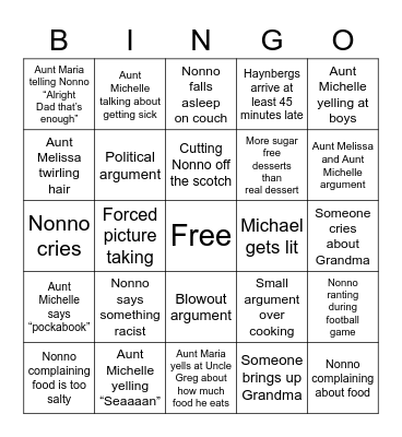 Thanksgiving Bingo Card