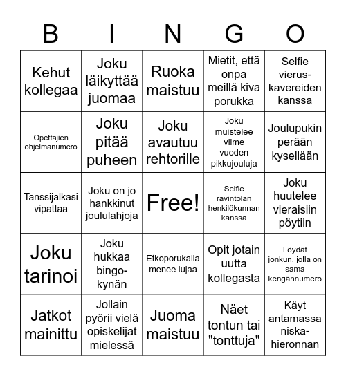 Heklun pikkujoulu- Bingo Card
