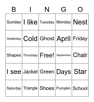 1-6 Bingo Card