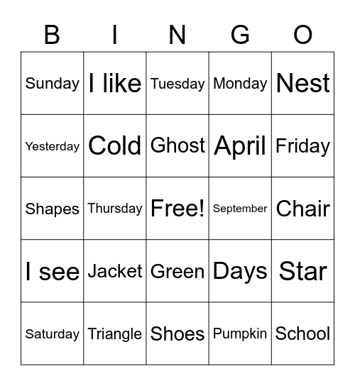 1-6 Bingo Card