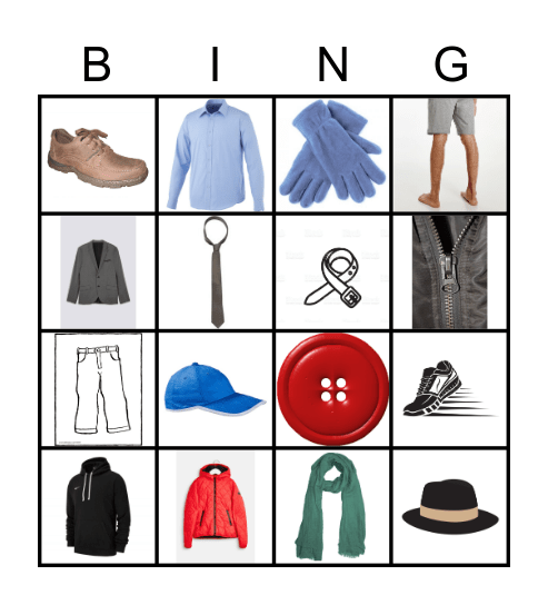 De kleren Bingo Card