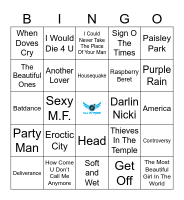 Prince Bingo Card
