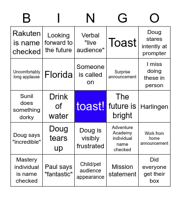 Anniversary Bingo Card