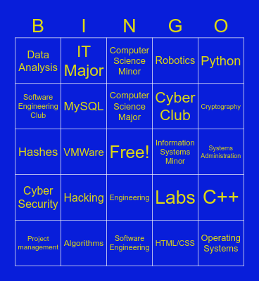 Tech Social Bingo Card