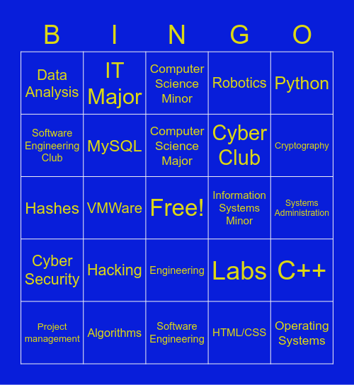 Tech Social Bingo Card