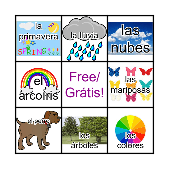 Lotería:  La primavera Bingo Card