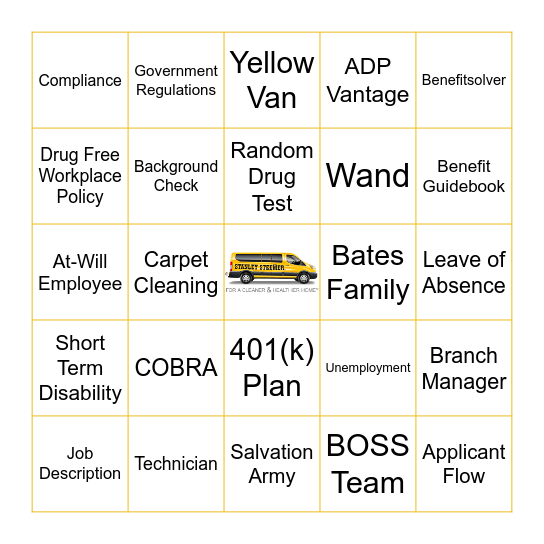 Stanley Steemer HR Bingo Card