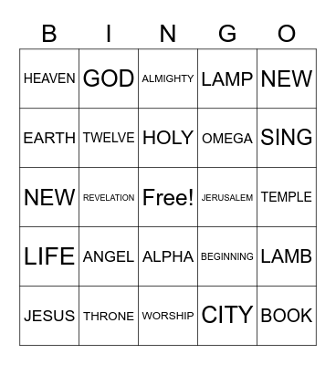 Revelation Bingo Card