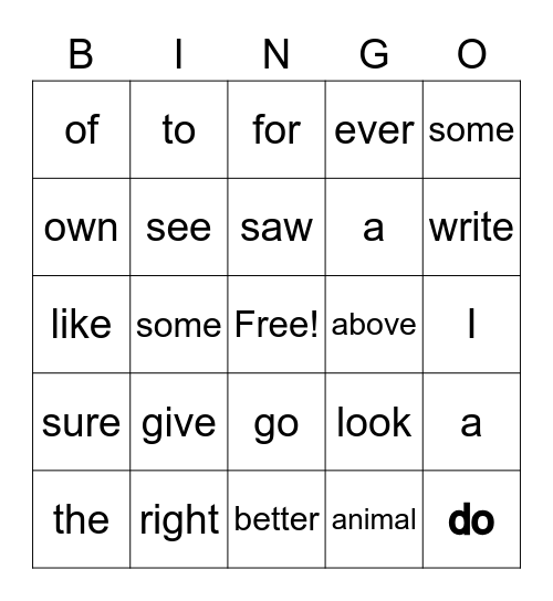 BINGO Card
