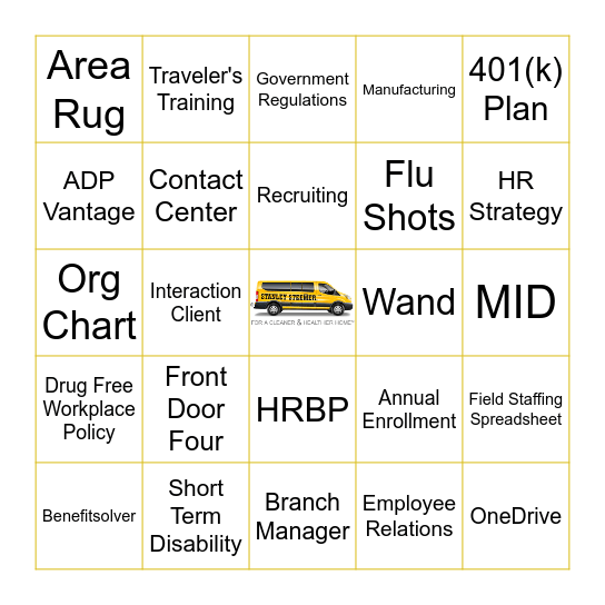 Stanley Steemer HR Bingo Card