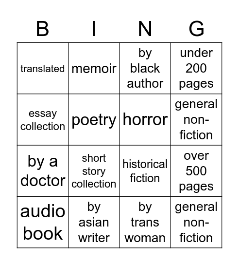 Book bingo 2022 Bingo Card