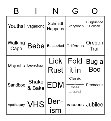 Work Around Bingo Card