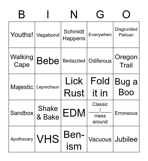 Work Around Bingo Card