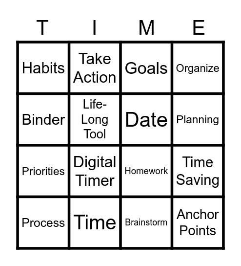 Scheduling Time Bingo Card