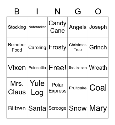 Christmas Bingo Card