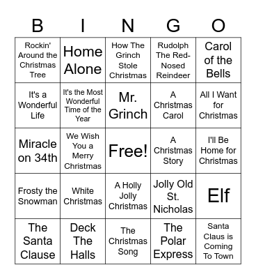 Christmas Bingo Card