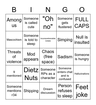 #general-chat Bingo Card