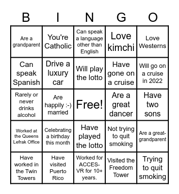 Madeline's Retirement BINGO Card