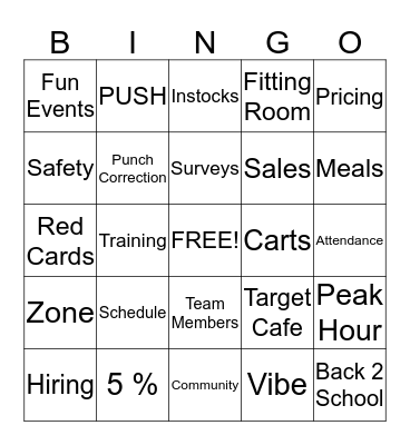 Target Bingo Card