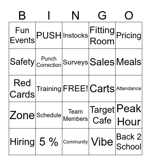 Target Bingo Card