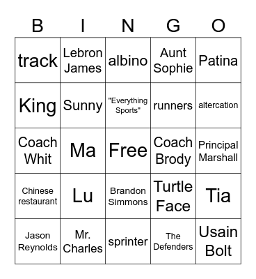 GHOST Bingo Card