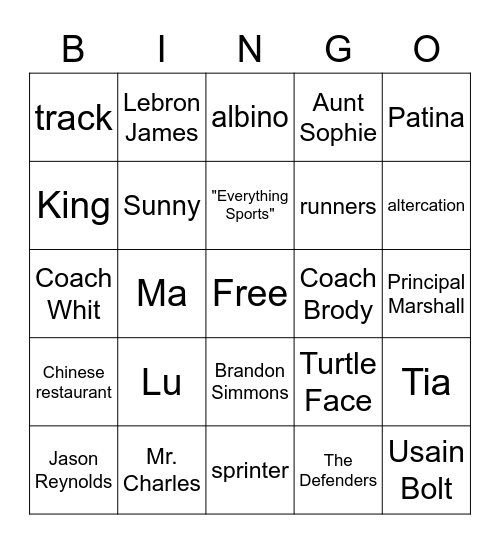 GHOST Bingo Card