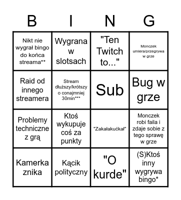twitch.tv/Monczek Bingo Card