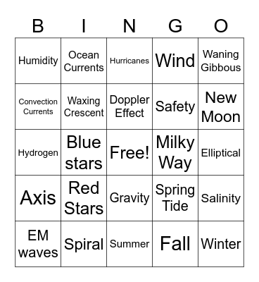 It's Science Bingo Card