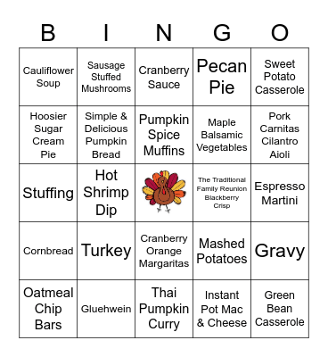 Operational Support Fall Recipe BINGO Card