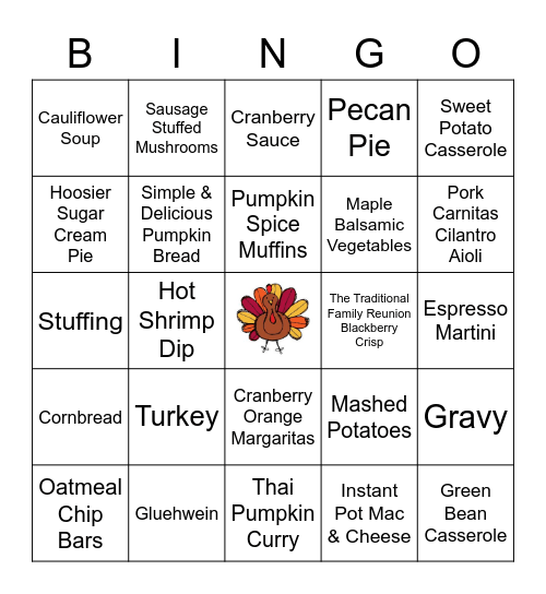 Operational Support Fall Recipe BINGO Card