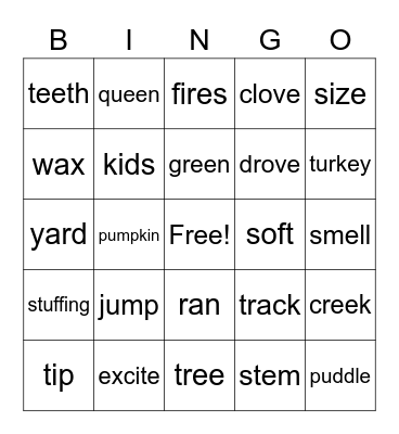 Words I Know BINGO! Bingo Card