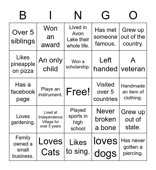 Friendsgiving Bingo Card