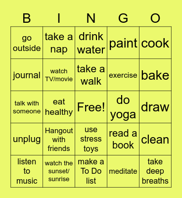 SELF CARE BINGO Card