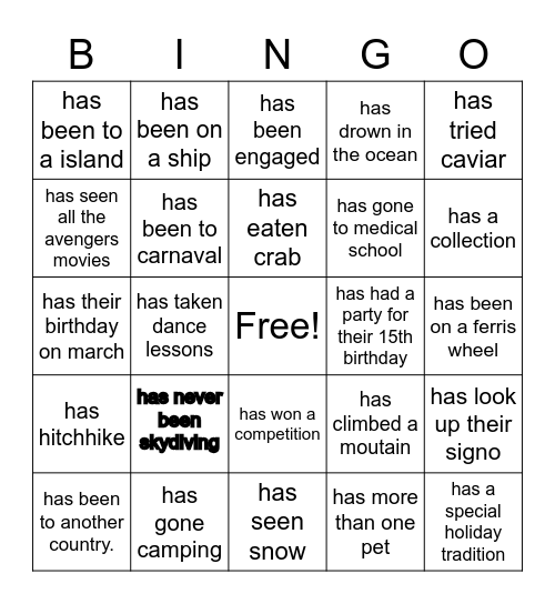 Find someone who... Bingo Card