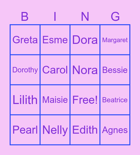 Old Lady Bingo Card